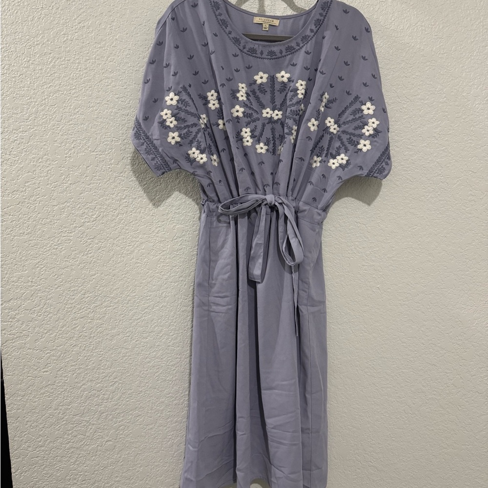 Embroidered Blue MaternityDress